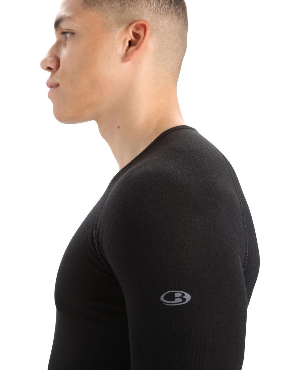 Black Icebreaker BodyfitZone™ Merino 150 Zone Long Sleeve Crewe Thermal Top Men's Base Layers | AU 1363TCEV